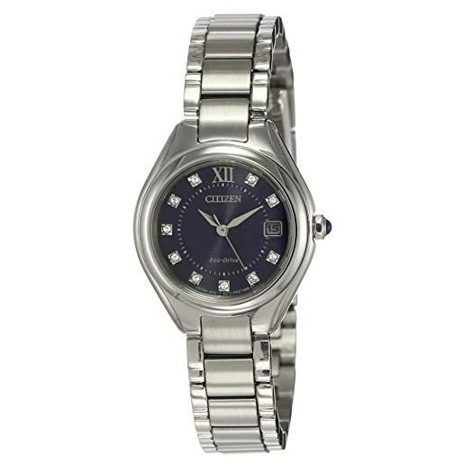Citizen eco-drive ew2540-83l - orologio da donna in acciaio inossidabile con quadrante blu, moderno