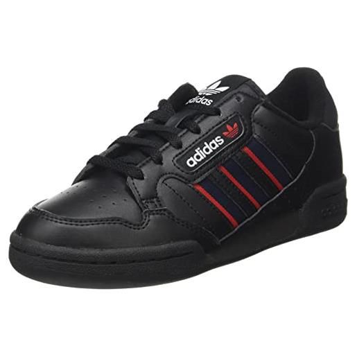 Adidas continental 80 stripes j, scarpe da ginnastica, core black/collegiate navy/vivid red, 38 eu