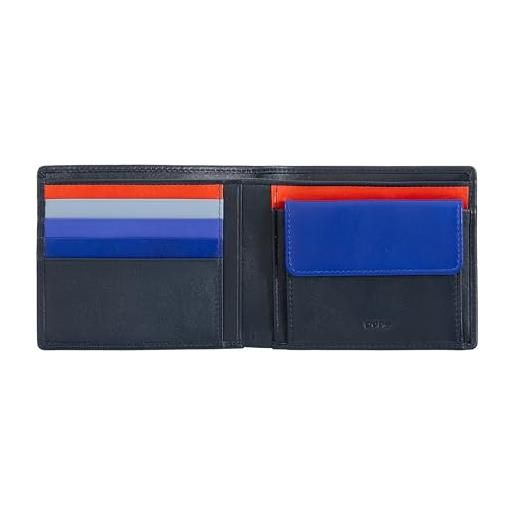 Dudu portafoglio uomo rfid in pelle nappa colorato con portamonete e porta carte navy