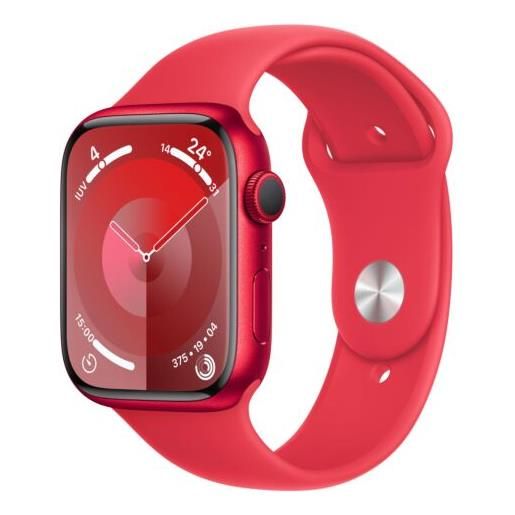 Apple smartwatch Apple watch series 9 gps 45mm cassa in alluminio con cinturino sportivo s/m rosso [mrxj3]