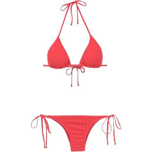 Amir Slama textured triangle top bikini set - rosso