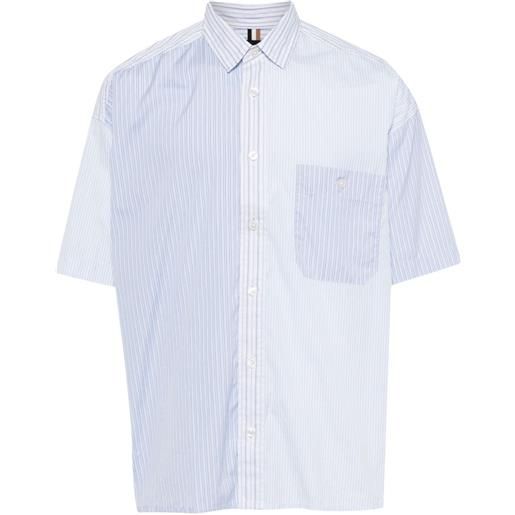 BOSS stripe-pattern cotton shirt - blu