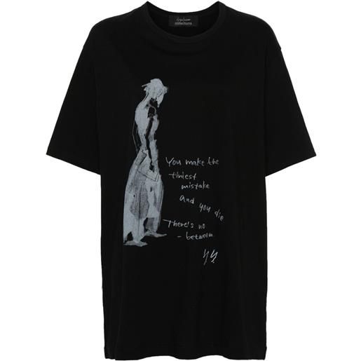 Yohji Yamamoto graphic-print cotton t-shirt - nero