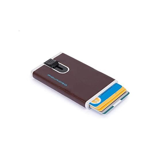 PIQUADRO porta carte di credito pelle, meccanismo in metallo, accessori da viaggio-portafogli unisex-adulto, mogano, talla única
