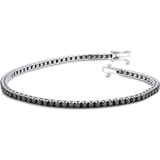 Gioielli di Valenza bracciale tennis in oro bianco 18k con diamanti neri