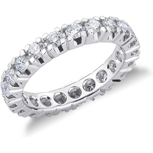 Gioielli di Valenza anello eternity a griffe in oro bianco 18k e diamanti