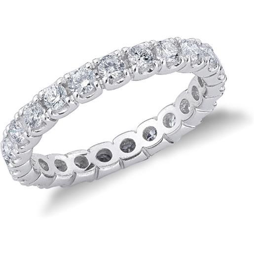 Gioielli di Valenza anello modello eternity a griffe in oro bianco 18k con diamanti