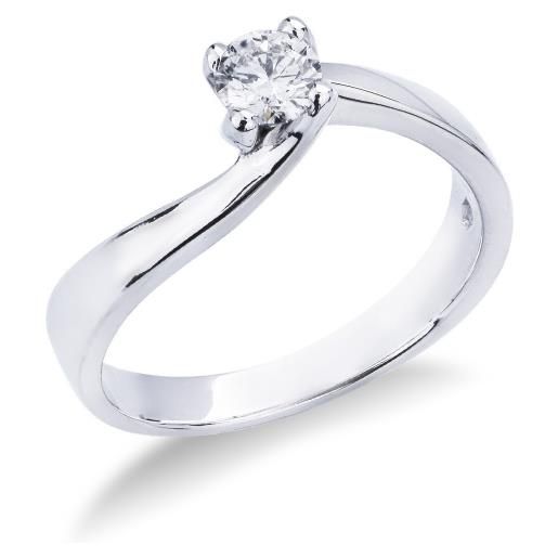 Gioielli di Valenza solitario griffe a 4 punte in oro bianco 18k con diamante ct. 0,35