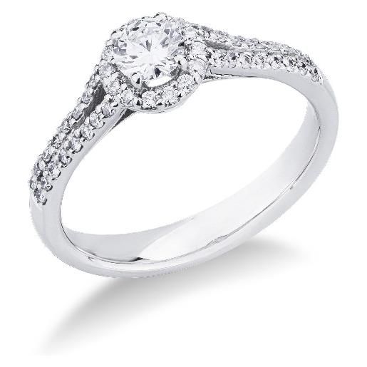 Gioielli di Valenza anello modello solitario in oro bianco 18k con diamante centrale di 0.30 ct
