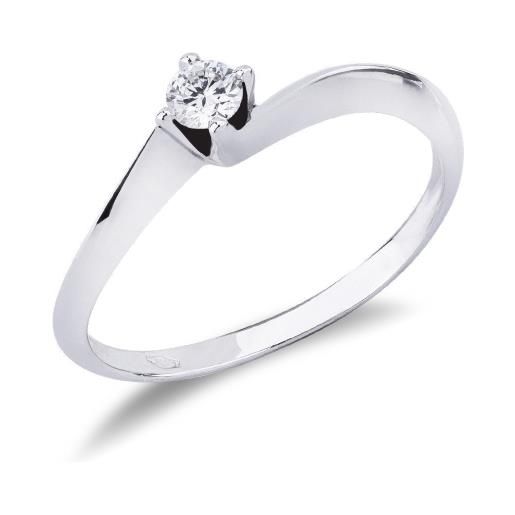 Gioielli di Valenza solitario valentino rombo a 4 punte in oro bianco 18k con diamante ct. 0,15