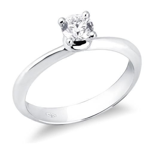 Gioielli di Valenza solitario a 4 punte in oro bianco 18k con diamante ct. 0,40