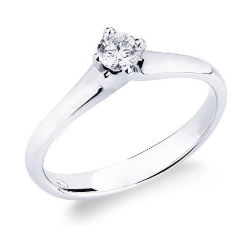 Gioielli di Valenza solitario griffe a 4 punte in oro bianco 18k con diamante ct. 0,25
