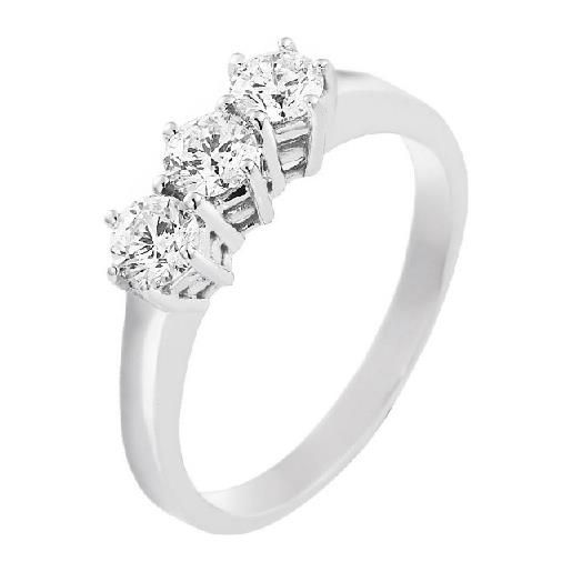 Gioielli di Valenza anello modello trilogy in oro bianco 18k con diamanti ct. 0,60