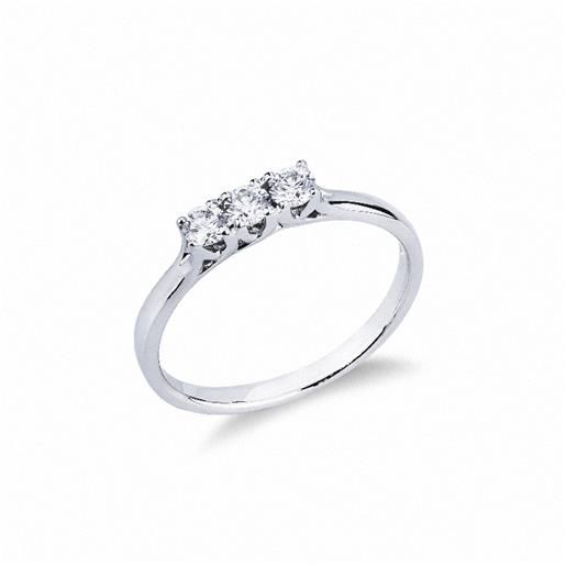 Gioielli di Valenza anello trilogy intreccio in oro bianco 18k con diamanti ct. 0,30