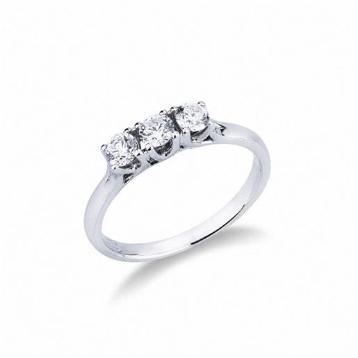 Gioielli di Valenza anello modello trilogy in oro bianco 18k con diamanti 0,45 ct