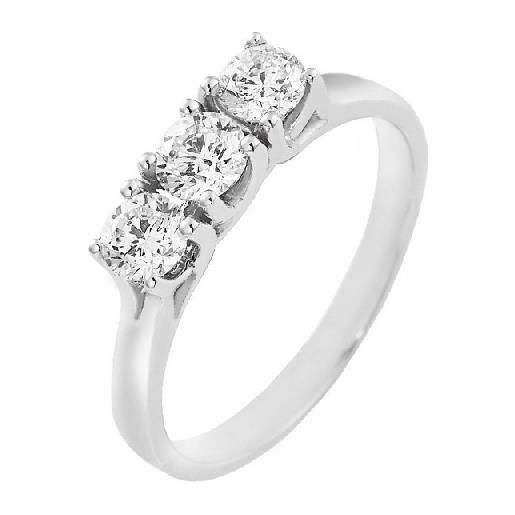 Gioielli di Valenza anello trilogy in oro bianco 18k con diamanti ct. 0,75