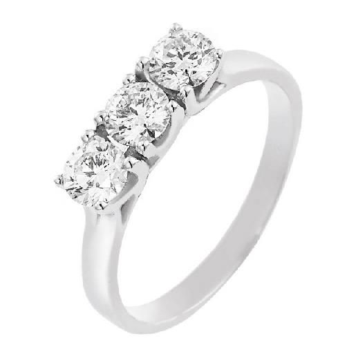 Gioielli di Valenza anello trilogy in oro bianco 18k con diamanti ct. 0,90