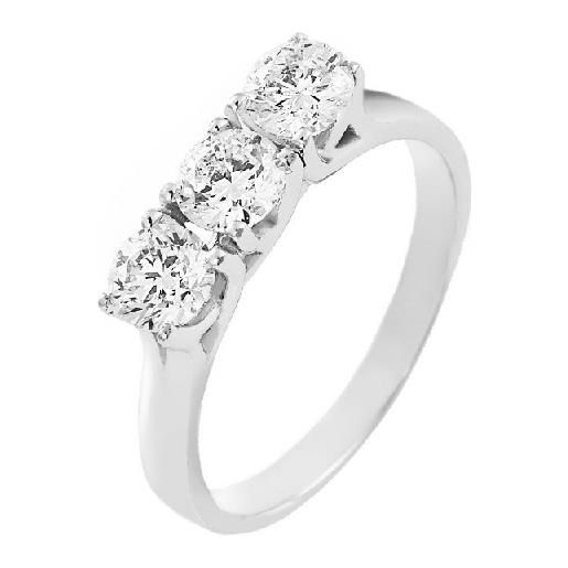 Gioielli di Valenza anello trilogy in oro bianco 18k con diamanti ct. 1,20