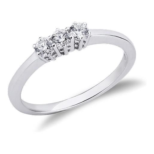 Gioielli di Valenza anello trilogy in oro bianco 18k con diamanti 0,15 ct