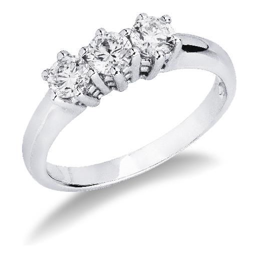Gioielli di Valenza anello trilogy in oro bianco 18k con diamanti ct. 0,70