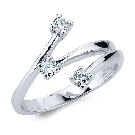 Gioielli di Valenza anello trilogy in oro bianco 18k e diamanti