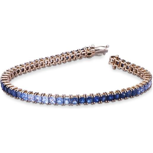Gioielli di Valenza bracciale tennis in oro rosa 18k con zaffiri multicolor blu