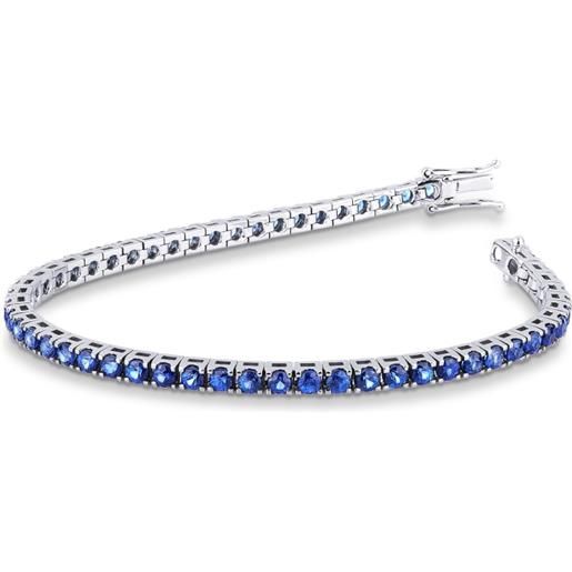 Gioielli di Valenza bracciale tennis in oro bianco 18k con zaffiri blu, larghezza maglia 3,05 mm circa