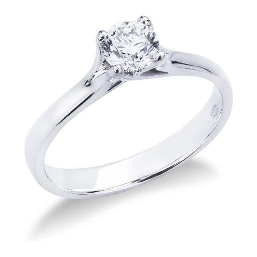 Gioielli di Valenza solitario modello griffe a 4 punte in oro bianco 18k con diamante 0,50 ct