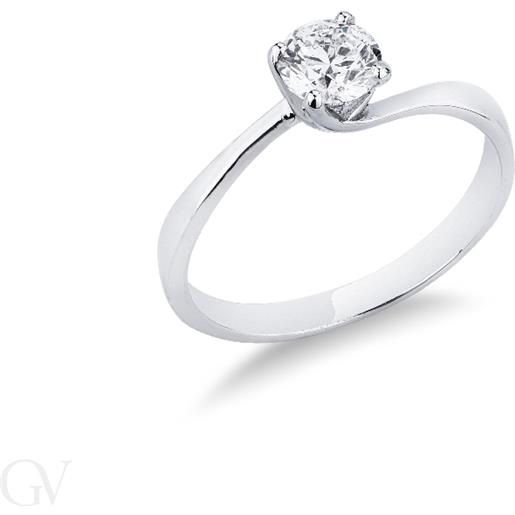 Gioielli di Valenza anello solitario valentino in oro bianco 18k con diamante, ct. 0,50