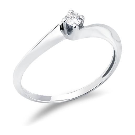 Gioielli di Valenza solitario valentino rombo a 4 punte in oro bianco 18k con diamante ct. 0,10