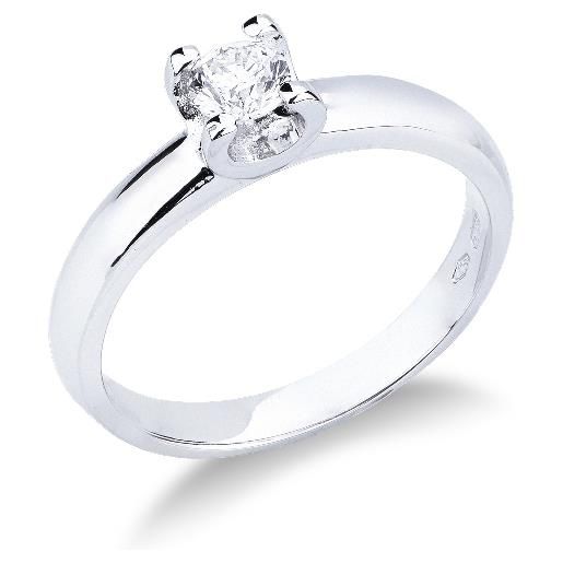 Gioielli di Valenza anello solitario in oro bianco 18k con diamante da 0.30 ct. 