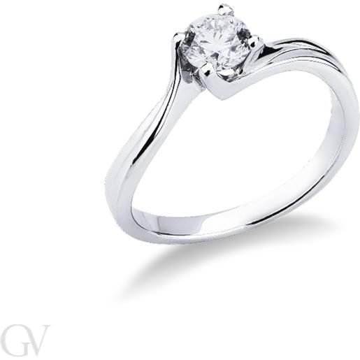 Gioielli di Valenza anello solitario in oro bianco 18k con diamante ct. 0,50