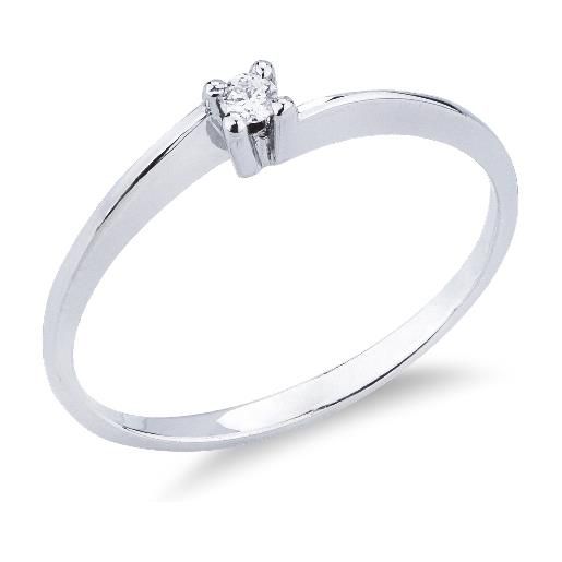 Gioielli di Valenza anello solitario in oro bianco 18k modello valentino con diamante di 0.04 ct