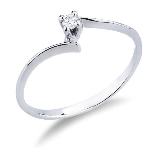 Gioielli di Valenza anello solitario tipo valentino in oro bianco 18k con diamante di 0.04 ct. 