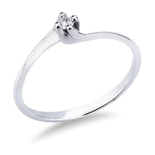 Gioielli di Valenza anello solitario valentino rombo in oro bianco 18k con diamante di 0.04 ct. 