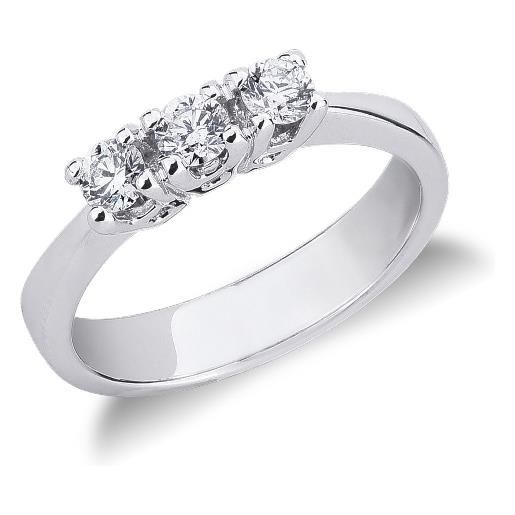 Gioielli di Valenza anello modello trilogy in oro bianco 18k in diamanti ct. 0,45