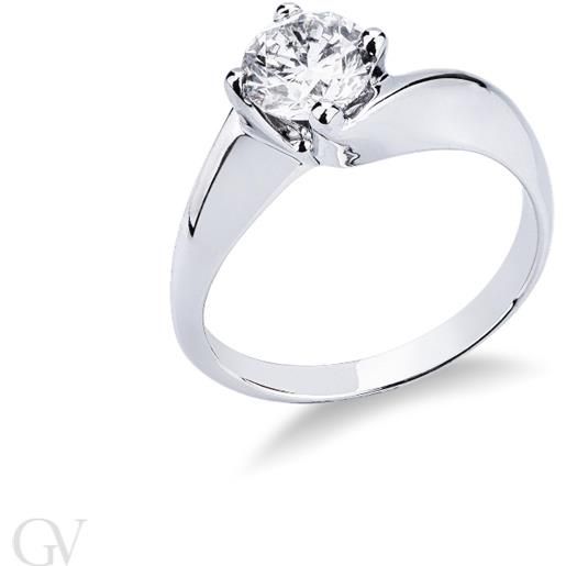 Gioielli di Valenza solitario valentino in oro bianco 18k con incastonato diamante di carati 0,90