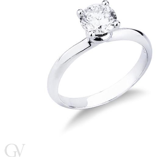 Gioielli di Valenza anello solitario in oro bianco 18k con diamante da 0.90 ct. 