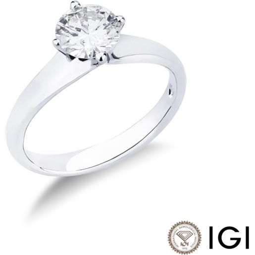 Gioielli di Valenza solitario modello lineare a rombo in oro bianco 18k con diamante di 1.00 ct. 