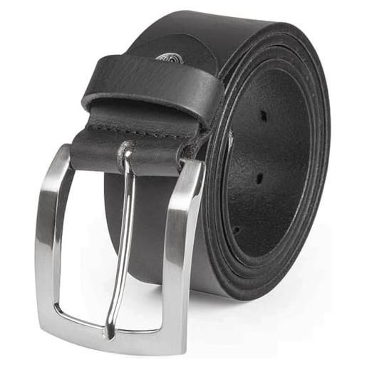 Lindenmann mens leather belt/mens belt, full grain leather belt xxl, buffalo leather, black, farbe/color: nero, size: 140