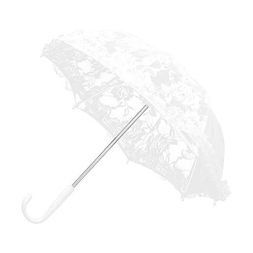 Yosoo Health Gear ombrello in pizzo bianco, ombrello bianco sposa, fiori fatti a mano, ombrelli ricamati, accessori per foto nuziali romantiche, accessori per costumi, ombrello per doccia da sposa, ombr (sbiancante)