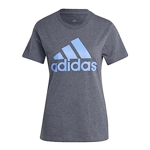 adidas essentials logo tee, t-shirt donna, dark grey heather/blue fusion, s
