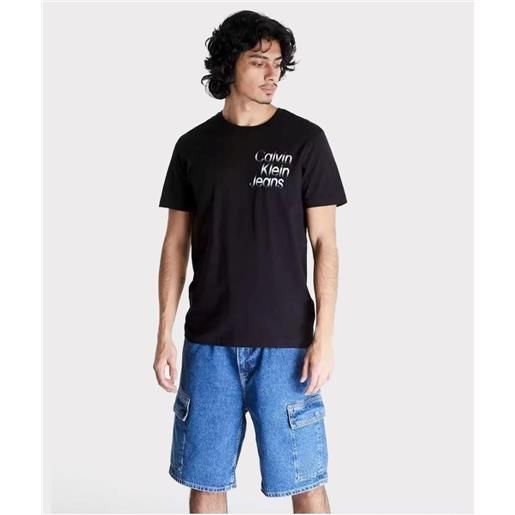 Calvin klein jeans t-shirt con logo stampato nera uomo