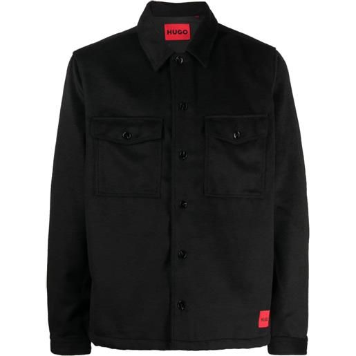 HUGO giacca-camicia con applicazione - nero