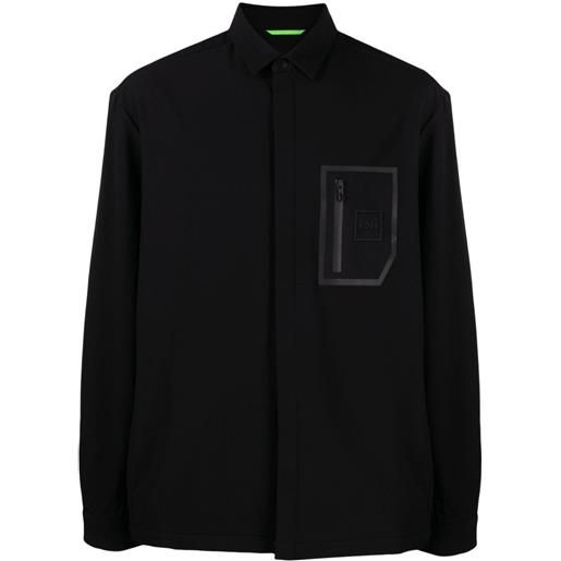 BOSS giacca-camicia con logo gommato - nero