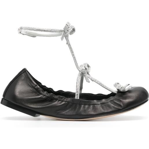 René Caovilla caterina leather ballerina shoes - nero