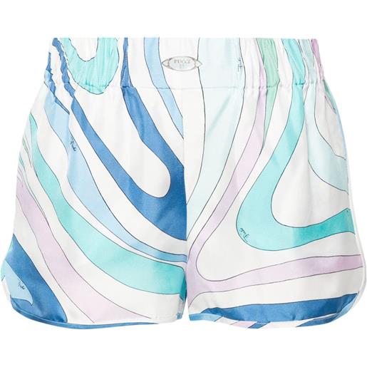 PUCCI iride-print silk shorts - blu