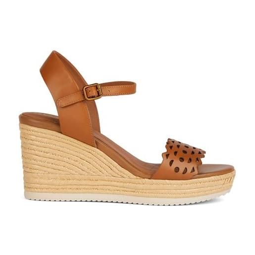 Geox sandalo da donna d ponza a wedge, lt gold. , 35 eu