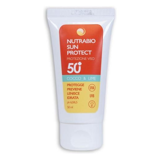 Biolife nutrabio sun protect | crema viso protezione altissima spf 50 | cocco & lime | 50ml