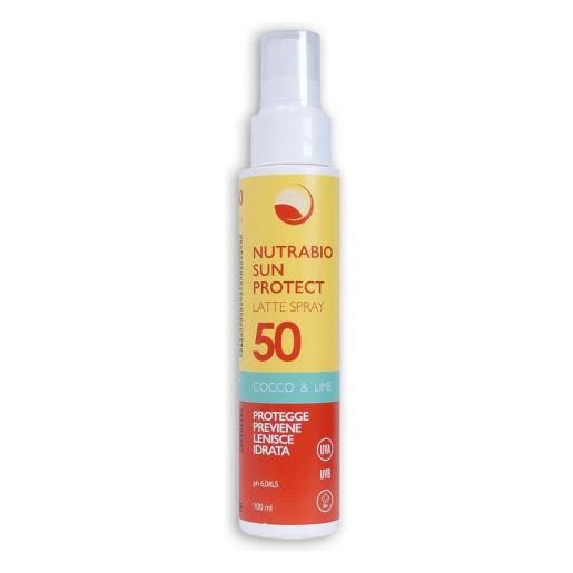 Biolife nutrabio sun protect | latte spray protezione solare alta spf 50 | cocco & lime | 100ml